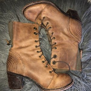 Brown lace-up boots